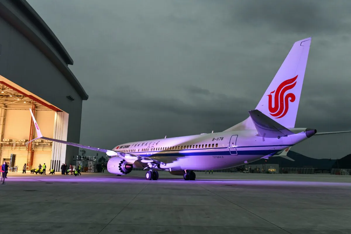A Boeing 737 MAX 8 airplane delivered to Air China during a ceremony at Boeing Zhoushan 737 Completion and Delivery Center in Zhoushan, in China's eastern Zhejiang Province, on Dec. 15, 2018. (STR/AFP via Getty Images)