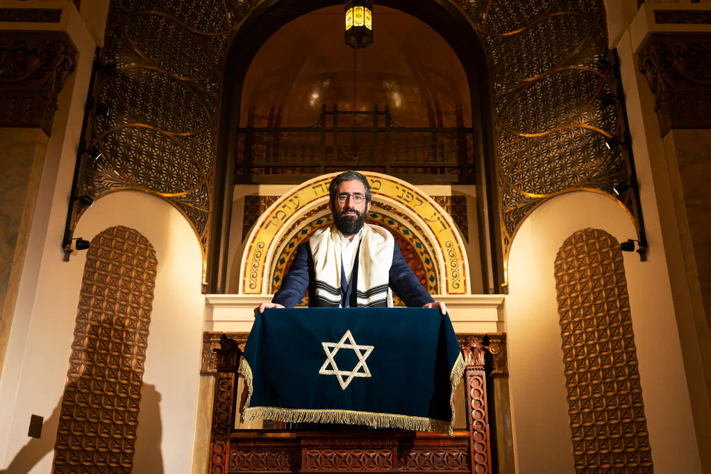 Rabbi Yaakov Glasman poses for a photograph at St Kilda Shule, in Melbourne, Australia, on June 7, 2020. (Daniel Pockett/Getty Images)