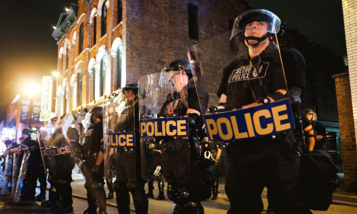 Police are seen downtown on Broadway during a protest in Nashville, Tenn., on June 4, 2020. Jason Kempin/Getty Images)