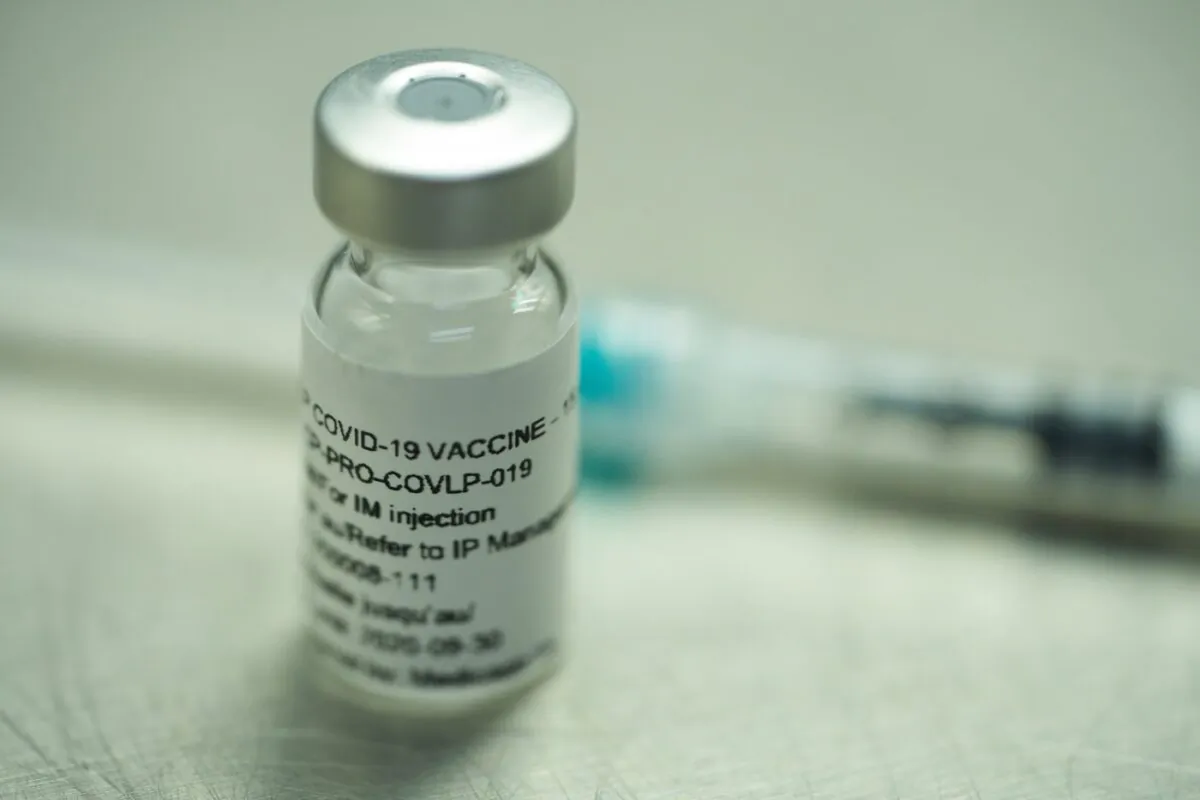 A vial of a plant-derived COVID-19 vaccine candidate, developed by Medicago, is shown in Quebec City on July 13, 2020, as part of the company’s Phase 1 clinical trials. (The Canadian Press/HO, Medicago)