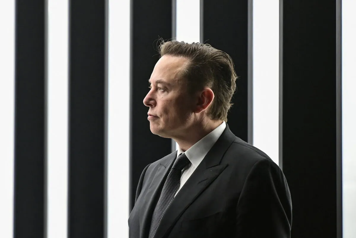 Elon Musk attends the opening ceremony of the new Tesla Gigafactory for electric cars in Gruenheide, Germany, on March 22, 2022. (Patrick Pleul/Pool via Reuters)