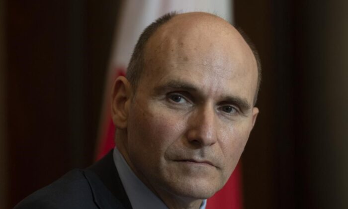 Health Minister Jean-Yves Duclos is seen during a news conference, on Feb. 15, 2022 in Ottawa. (The Canadian Press/Adrian Wyld)