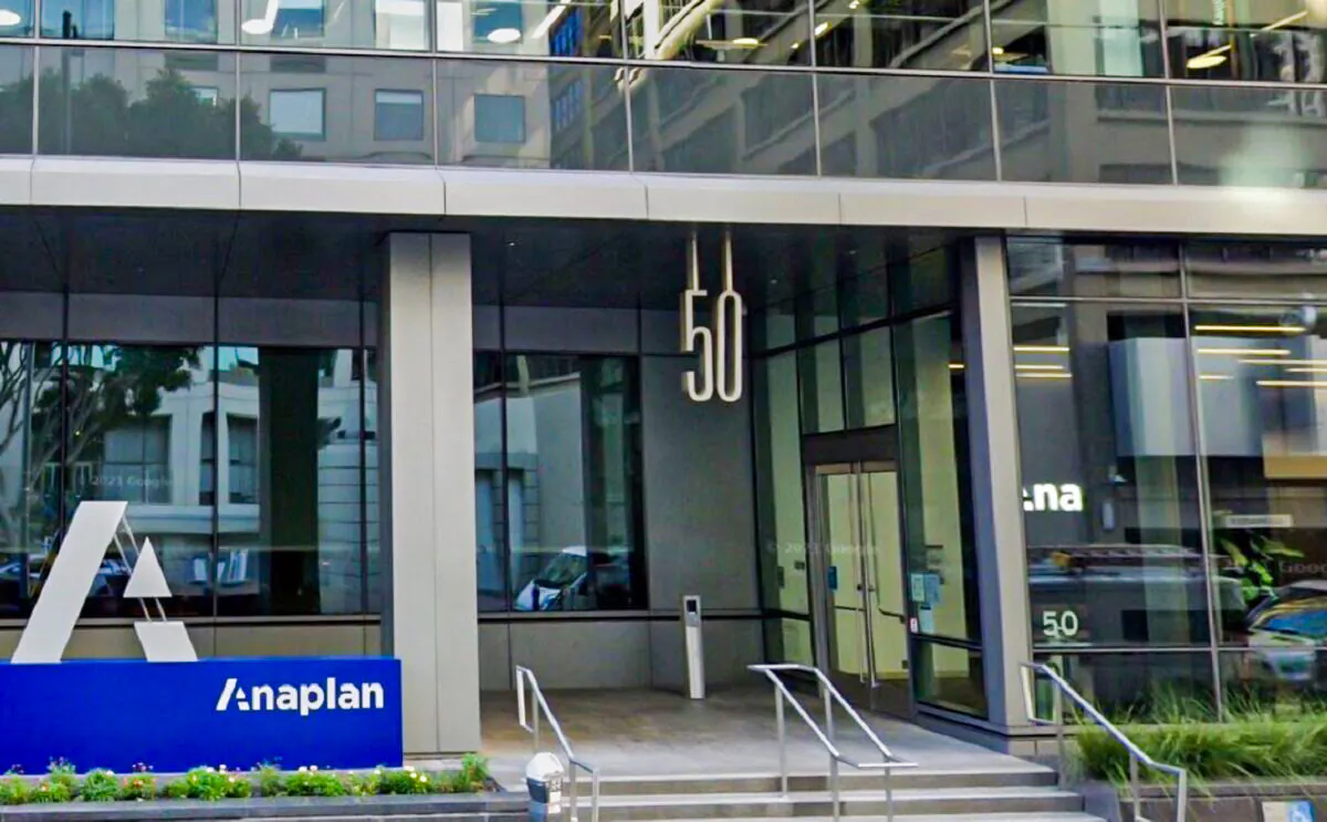 Headquarters of Anaplan Inc. in San Francisco in November 2021. (Google Maps/Screenshot via The Epoch Times)