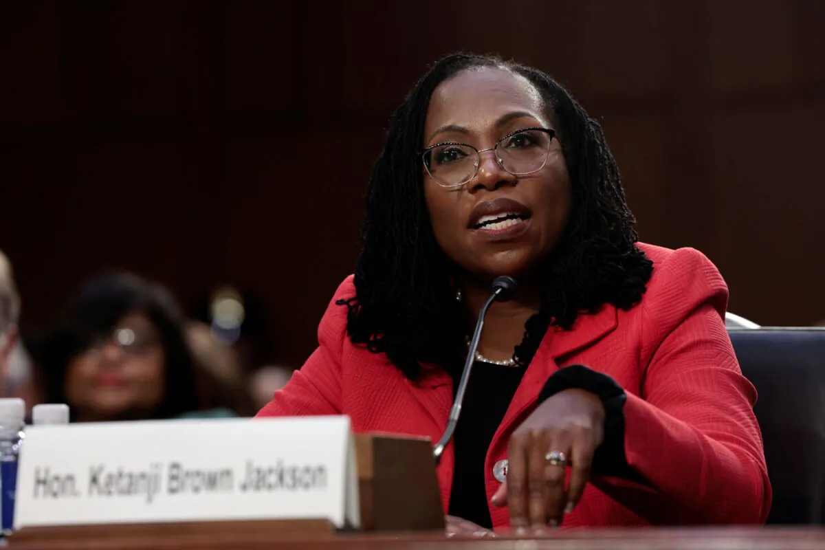 Supreme Court nominee Judge Ketanji Brown Jackson testifies during her confirmation hearing before the Senate Judiciary Committee in the Hart Senate Office Building on Capitol Hill on March 22, 2022. (Anna Moneymaker/Getty Images)