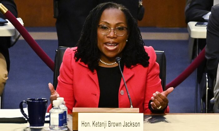 Judge Ketanji Brown Jackson testifies on her nomination to become an Associate Justice of the U.S. Supreme Court during the Senate Judiciary confirmation hearing on Capitol Hill in Washington on March 22, 2022. (Mandel Ngan-Pool/Getty Images)