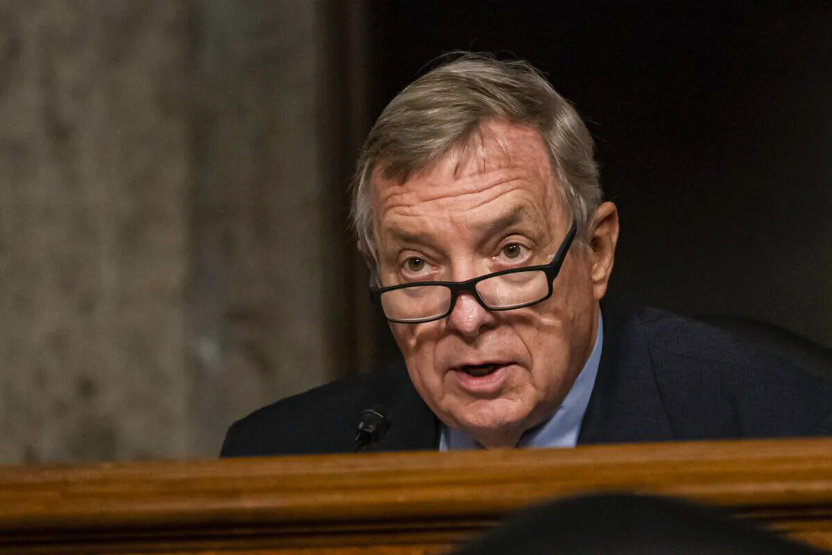 Sen. Dick Durbin (D-Ill.) speaks in Washington on Aug. 5, 2020. (Carolyn Kaster/Pool/Getty Images)