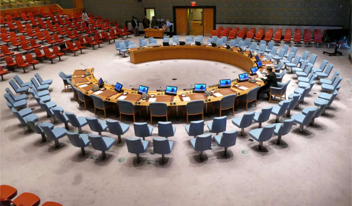 The UN Security Council Chamber at the United Nations Conference Building in New York. (Golden Brown/Shutterstock)