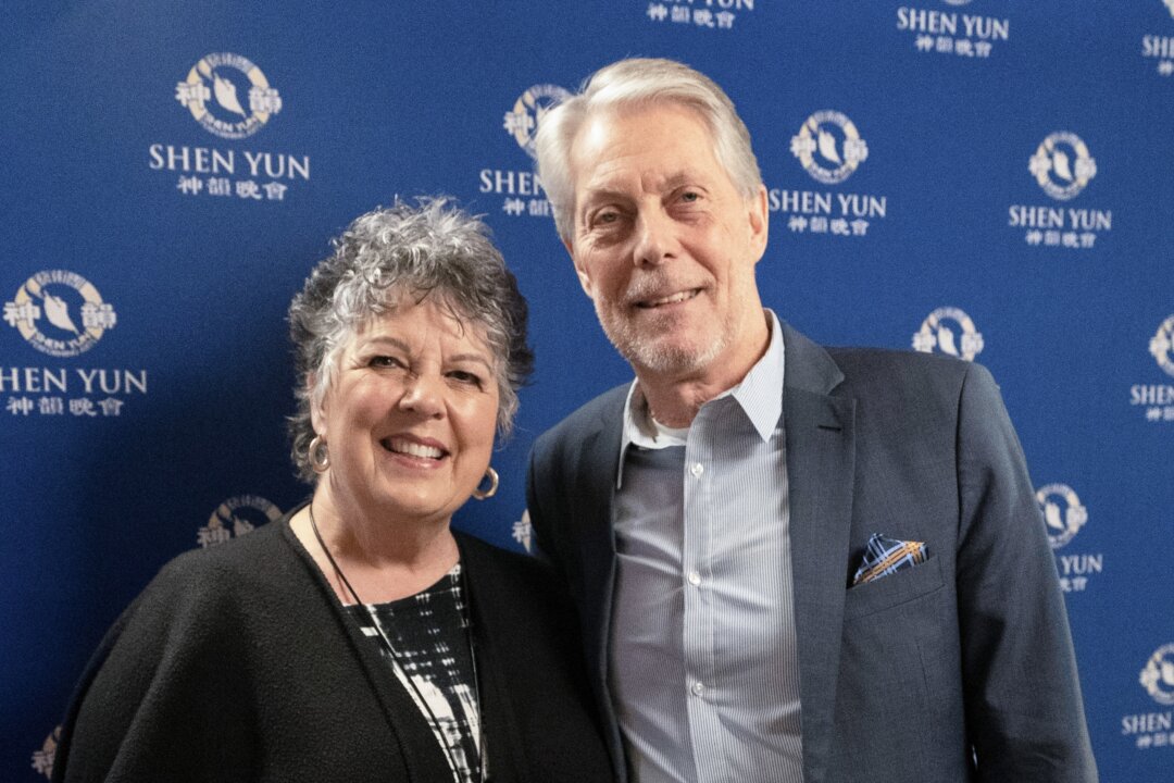 Hamilton Mayor Fred Eisenberger and his wife, Diane, at the Shen Yun Performing Arts performance at FirstOntario Concert Hall in Hamilton on March 22, 2022. (NTD)