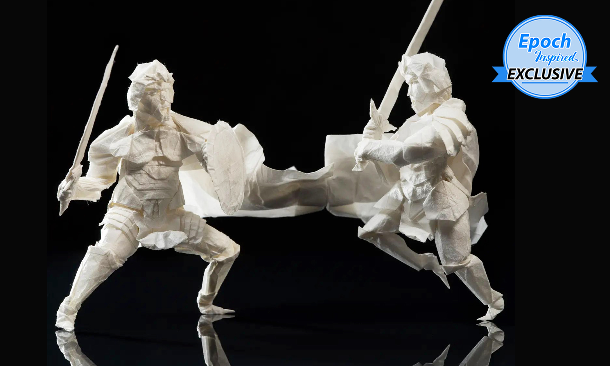 2 Origami Warriors Folded From a Single Sheet of Paper—Check