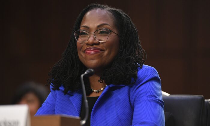 Judge Ketanji Brown Jackson arrives to testify before the Senate Judiciary Committee on her nomination to serve on the Supreme Court, on Capitol Hill in Washington on March 23, 2022. (Saul Loeb/AFP via Getty Images)