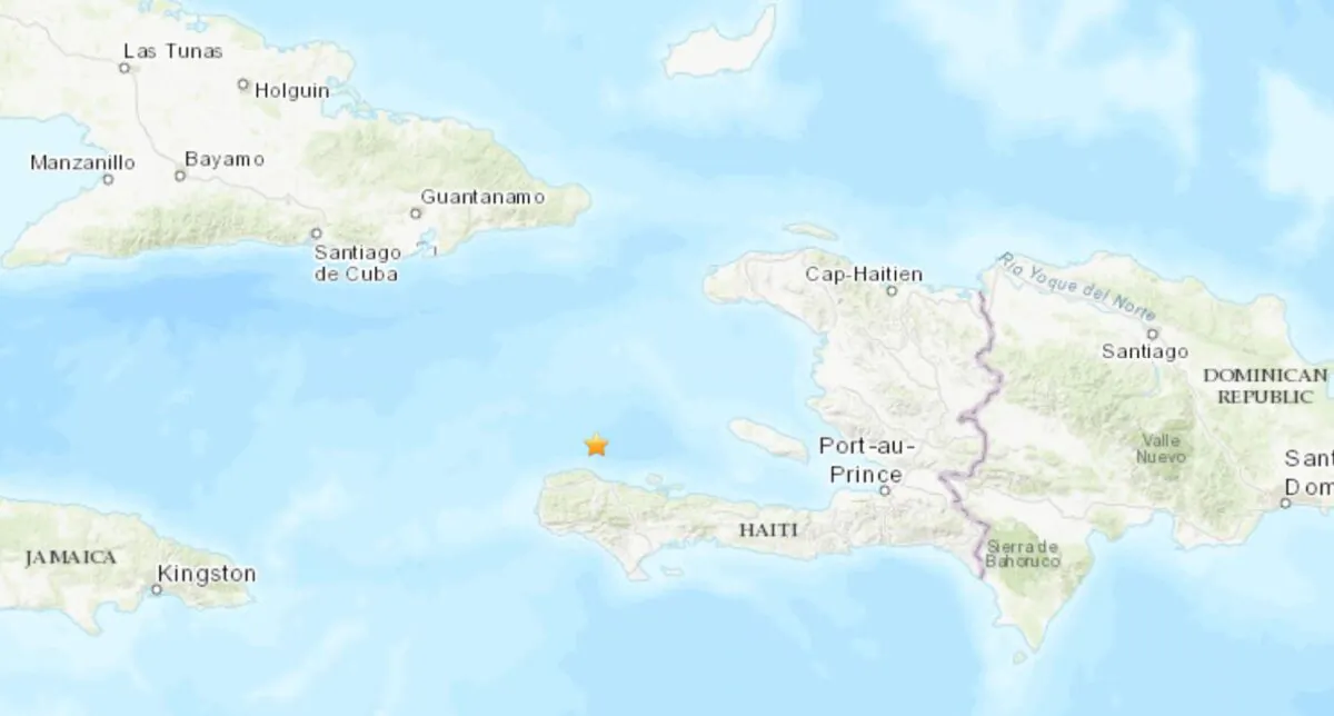 Map photo of the 5.1 quake that happened near Port-Au-Prince in southern Haiti on March 23, 2022. (USGS/Screenshot via The Epoch Times)