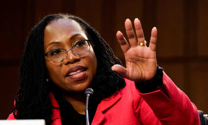 Judge Ketanji Brown Jackson testifies during a Senate Judiciary Committee confirmation hearing on her nomination to the U.S. Supreme Court, on Capitol Hill in Washington on March 22, 2022. (Elizabeth Frantz/Reuters)