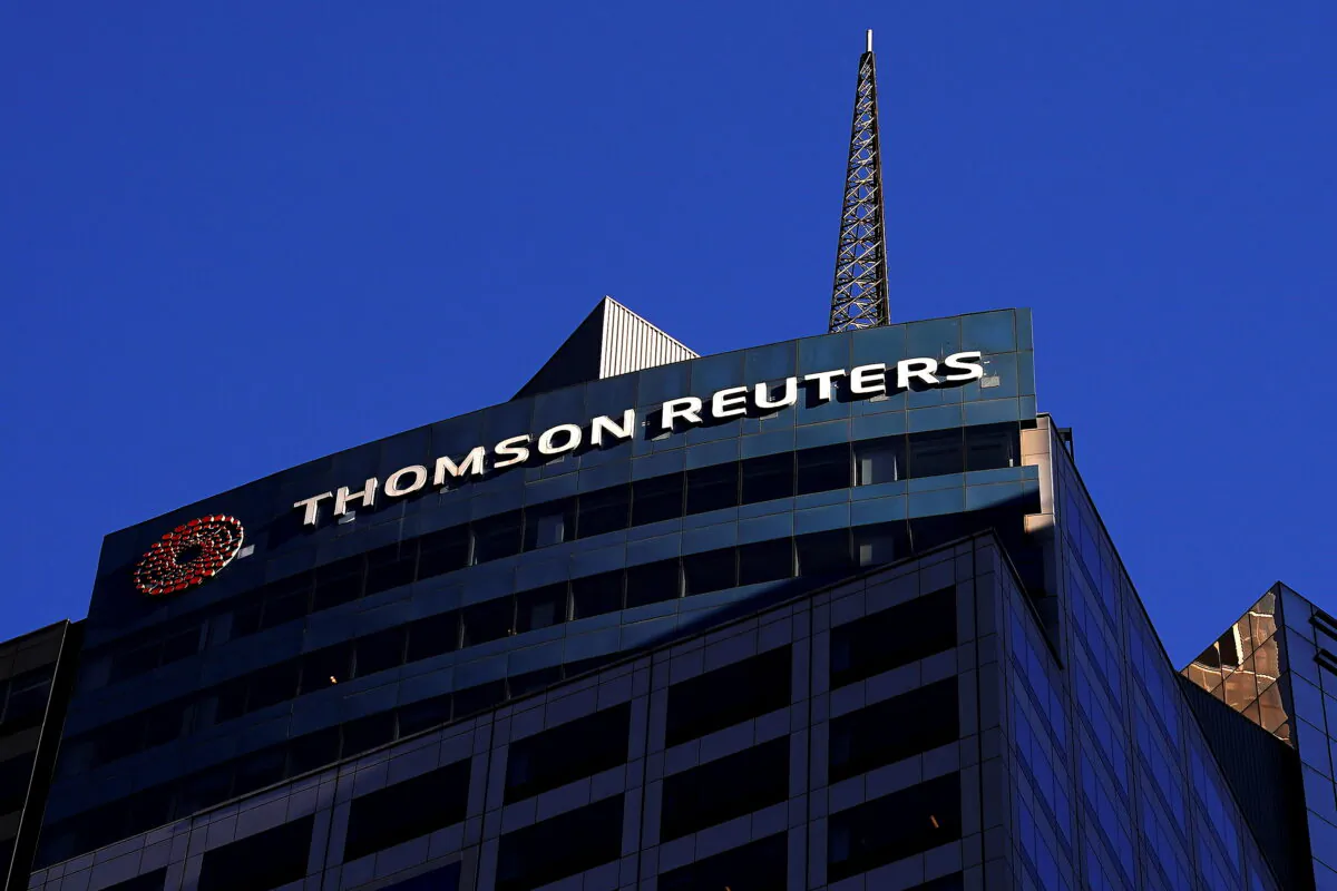 The Thomson Reuters logo on a building in New York City in a file image. (Carlo Allegri/Reuters)