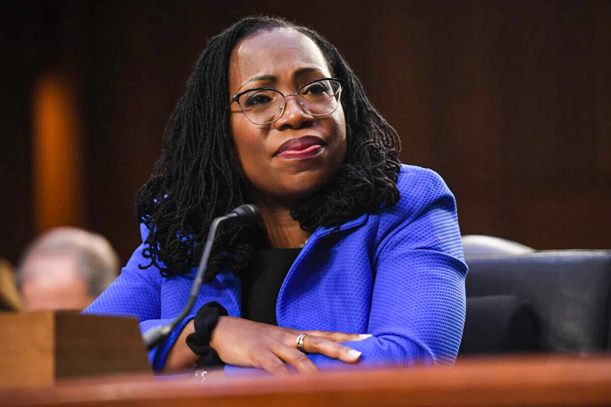 Judge Ketanji Brown Jackson testifies during her confirmation hearing to become a U.S. Supreme Court associate justice, in Washington, on March 23, 2022. (Saul Loeb/AFP via Getty Images)