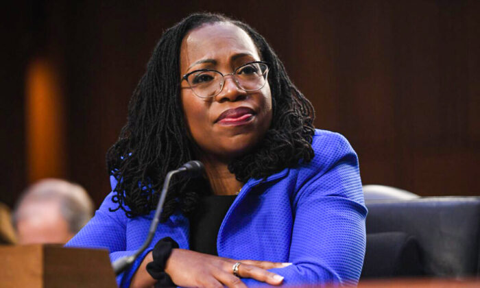 Judge Ketanji Brown Jackson testifies during her confirmation hearing to become a U.S. Supreme Court associate justice, in Washington, on March 23, 2022. (Saul Loeb/AFP via Getty Images)