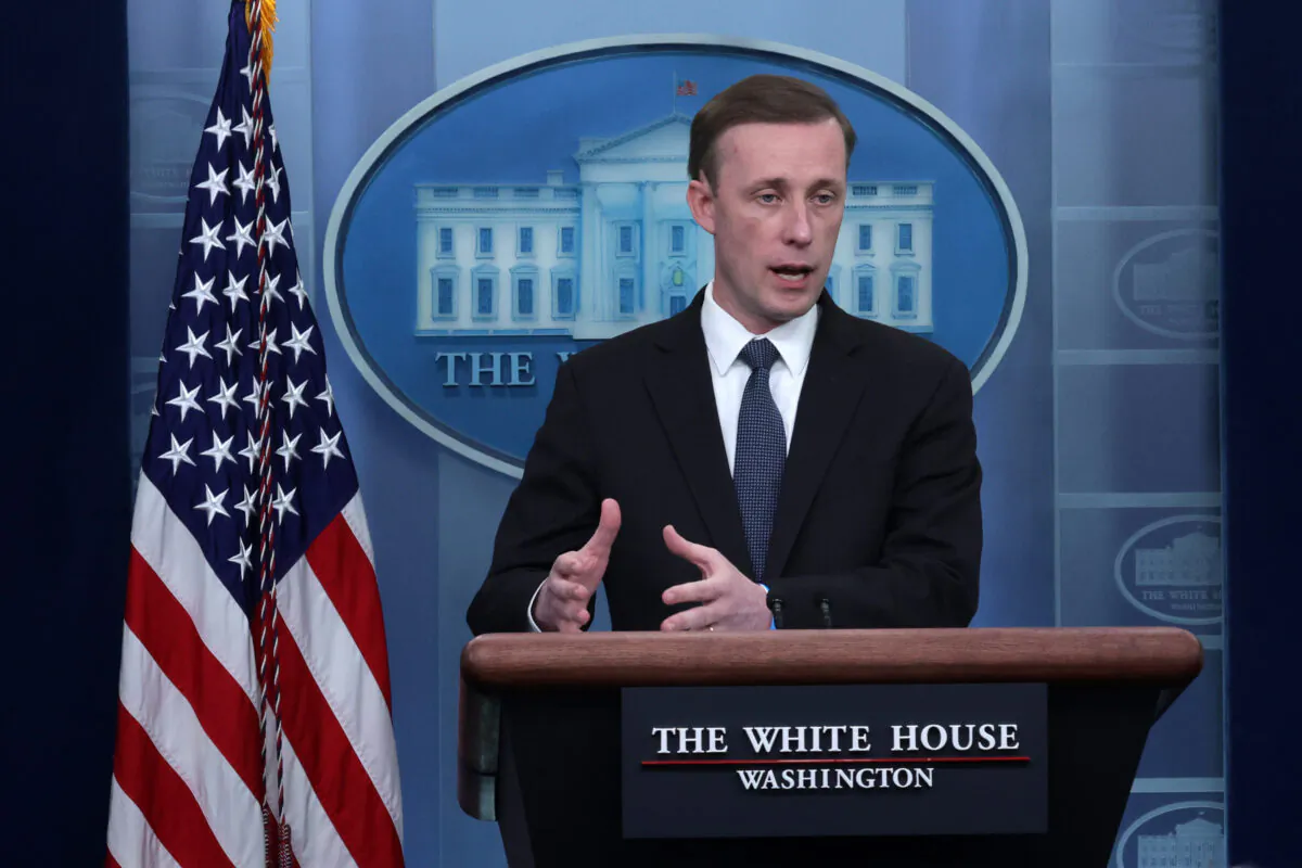 U.S. National Security Adviser Jake Sullivan speaks in Washington, on March 22, 2022. (Alex Wong/Getty Images)