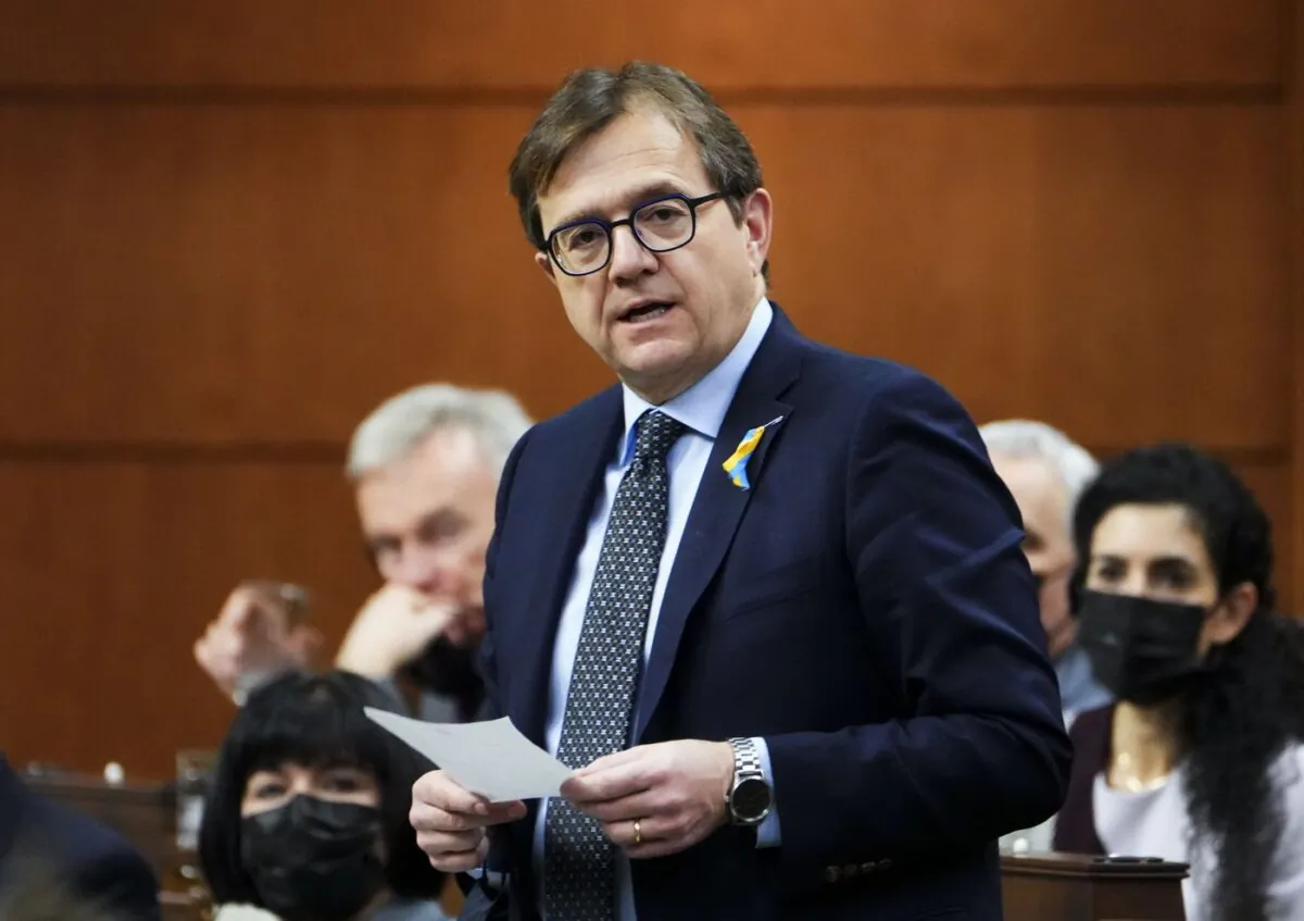 Minister of Natural Resources Jonathan Wilkinson rises during question period in the House of Commons on Parliament Hill in Ottawa on March 3, 2022. (The Canadian Press/Sean Kilpatrick)