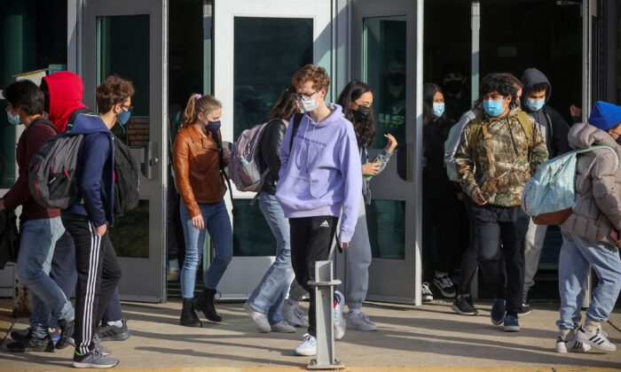 Students leave Washington-Liberty High School in Arlington County, Va., in this file photo. (Evelyn Hockstein/Reuters)
