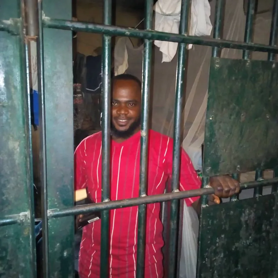 Stefan Kefason, social media journalist behind bars in the Kaduna state prison in 2019. (Courtesy Stefan Kefason)