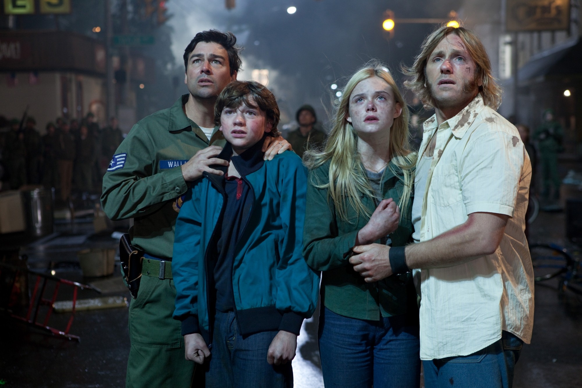 two men, a boy, and a girl in SUPER 8