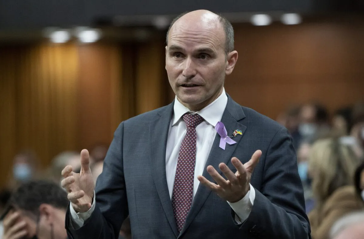 Minister of Health Jean-Yves Duclos rises during Question Period in Ottawa, March 24, 2022. (The Canadian Press/Adrian Wyld)