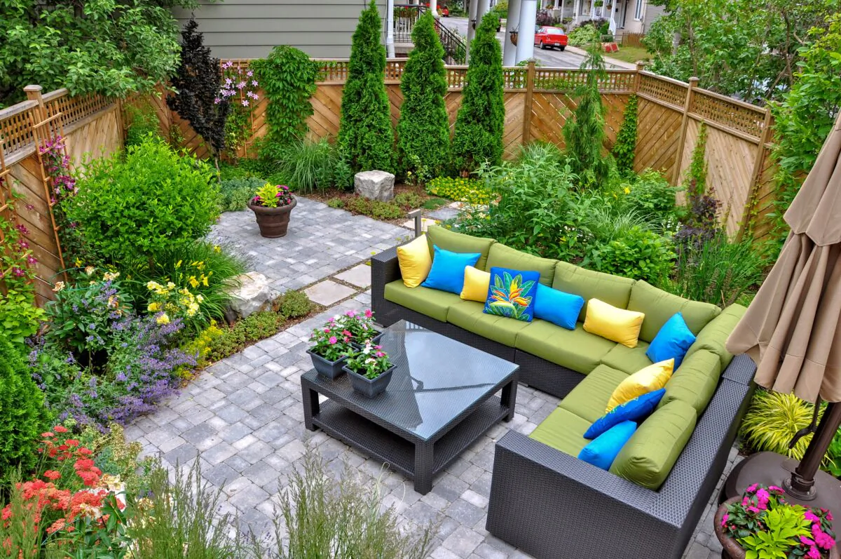 For a more permanent solution than a rug over concrete, consider thin profile pavers. (Joanne Dale/Shutterstock)