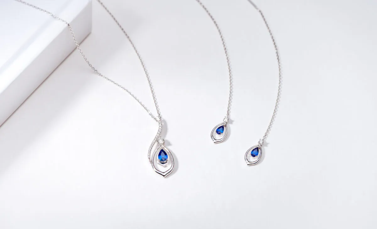 The Heavenly Phoenix Fine Jewelry Collection, set in 18k white gold with sapphire stones. (Courtesy of Shen Yun Shop)