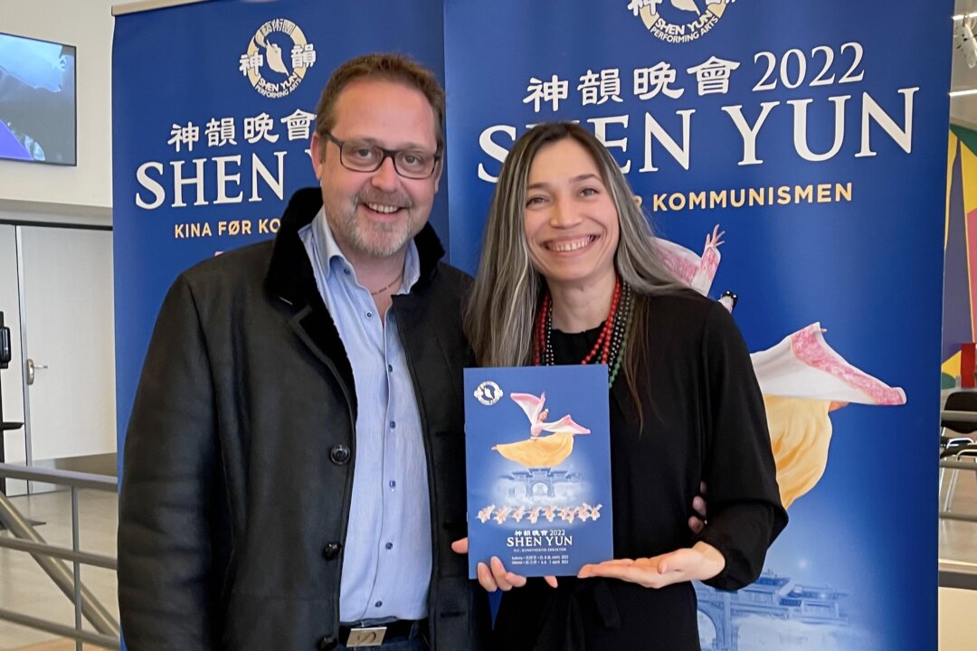 Leon Raydon and Elista Raydon at the Aalborg Congress & Culture Center (AKKC), in Denmark on March 26, 2022. (Zhang Yi/The Epoch Times)