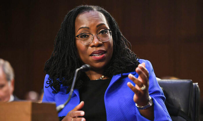 Judge Ketanji Brown Jackson testifies before the Senate Judiciary Committee on her nomination to serve on the Supreme Court, on Capitol Hill on March 23, 2022. (Saul Loeb/AFP via Getty Images)