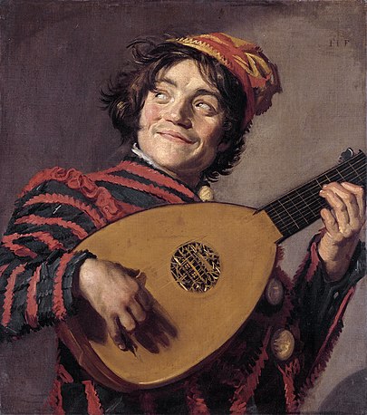 Buffoon Playing a Lute, 1624, by Frans Hals. Oil on canvas, 27.5 inches by 24.4 inches. Musée du Louvre, Paris  (Public Domain)