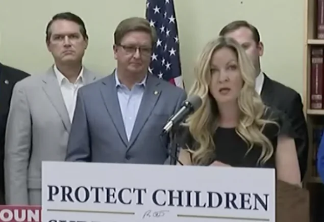 January Littlejohn, a Leon County, Fla., parent, addresses the crowd at the Parental Rights in Education Bill, on March 28, 2022. (Screenshot)