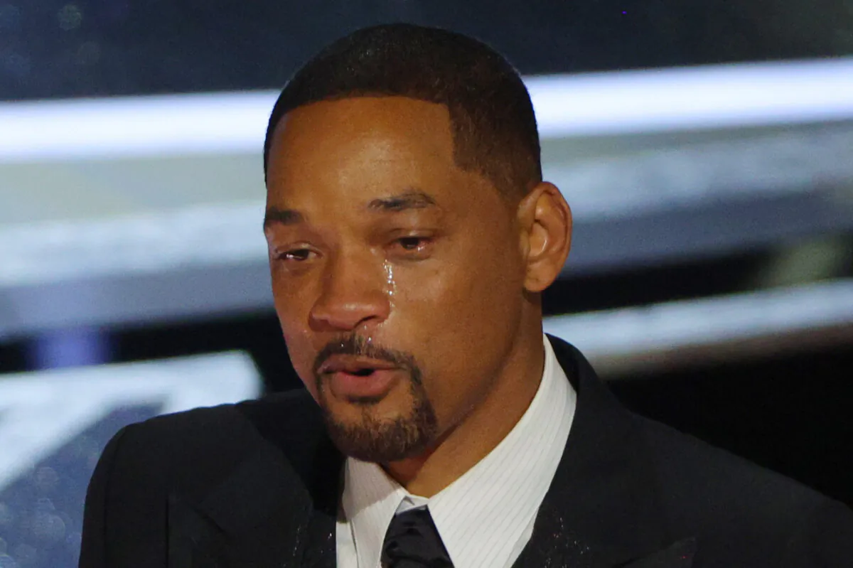 Will Smith cries as he accepts the Oscar for Best Actor in "King Richard" at the 94th Academy Awards in Hollywood, Los Angeles, Calif., on March 27, 2022. (Brian Snyder/Reuters)