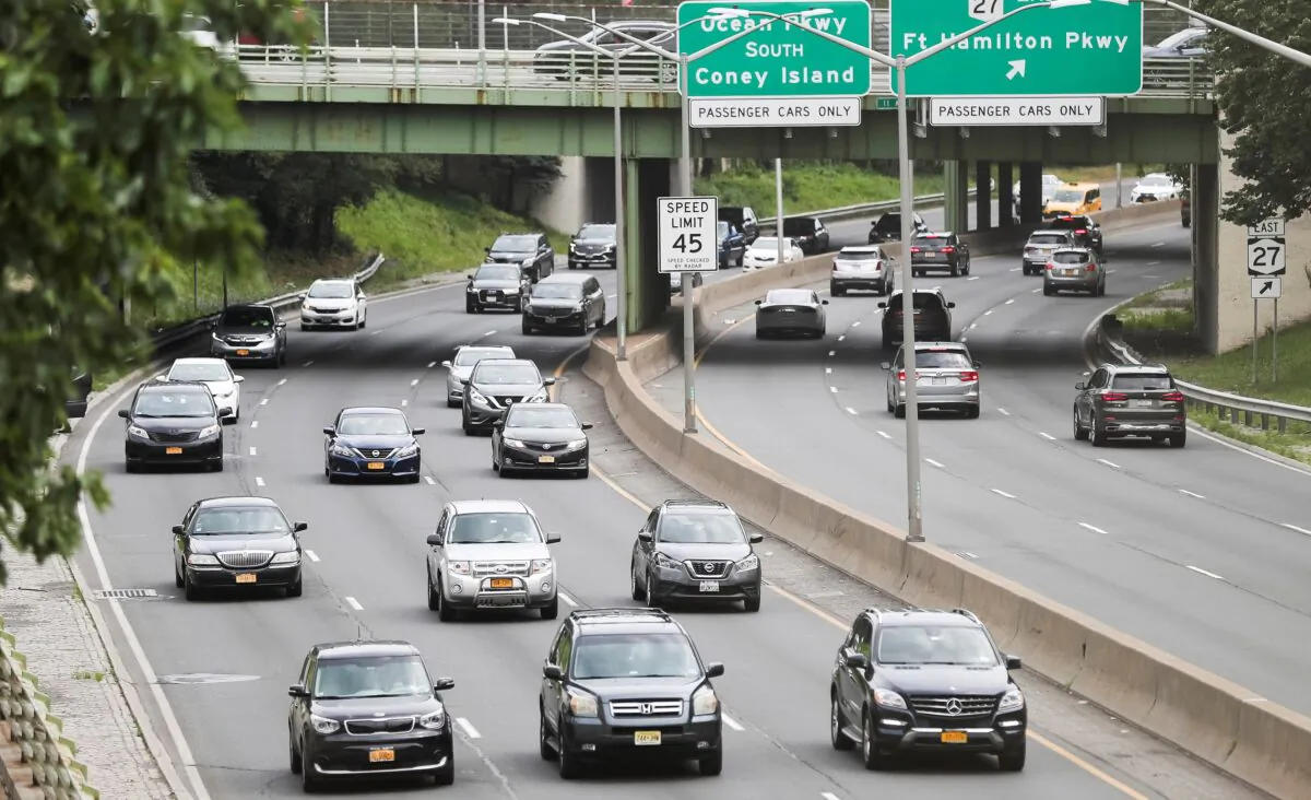 Traffic is seen on a highway in New York on July 2, 2021. (Eduardo Munoz/Reuters)