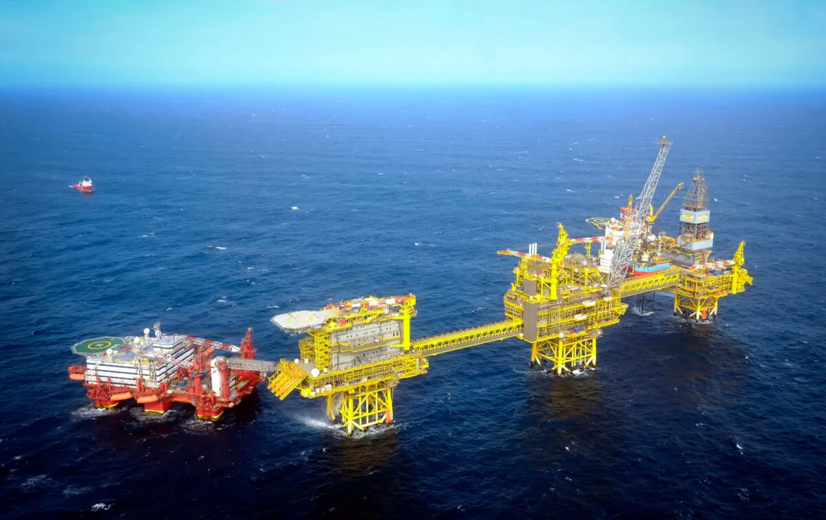 The Total Culzean platform pictured in the North Sea off Aberdeen, Scotland, on April 8, 2019. (Andy Buchanan/AFP via Getty Images)