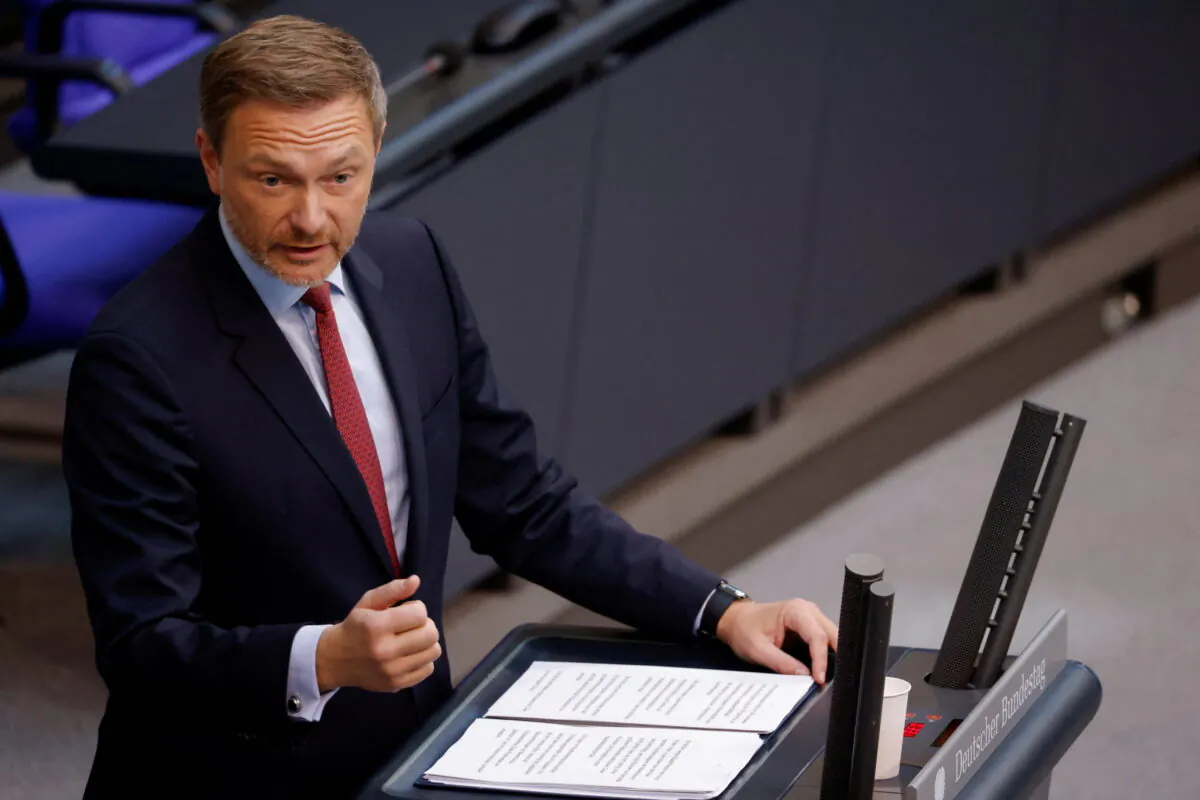 German Finance Minister Christian Lindner speaks during a budget session, in the plenary hall of the lower house of the German parliament, the Bundestag, in Berlin, Germany March 22, 2022. REUTERS/Michele Tantussi