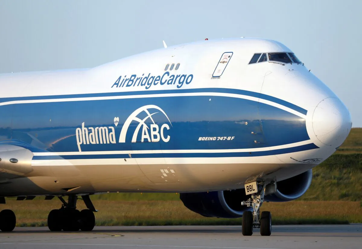 An AirBridgeCargo Airlines Boeing 747-87U arrives at Paris Charles de Gaulle airport, on May 25, 2020. (Charles Platiau/Reuters)
