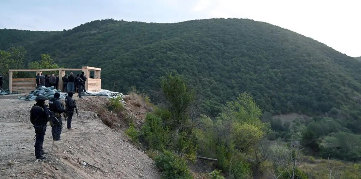 Georgian special police patrol the Georgian-South Ossetian border on Aug. 30, 2019. (Vano Shlamov/AFP via Getty Images)