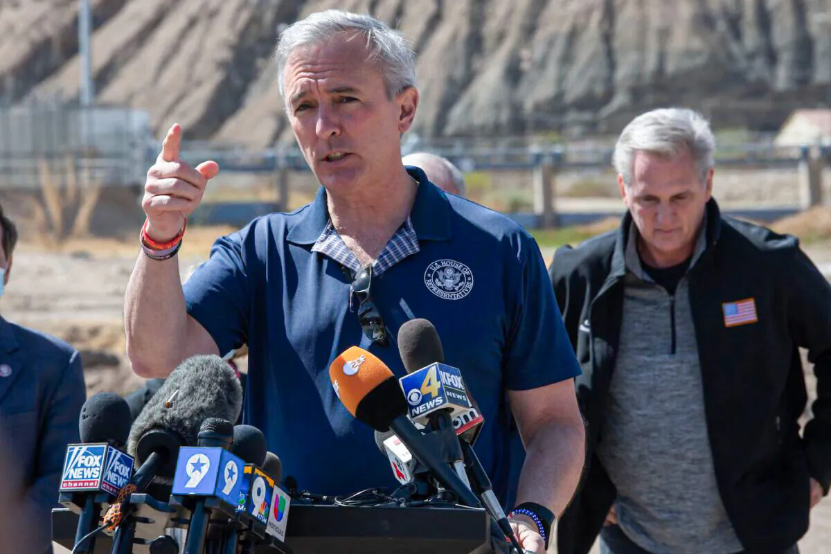 U.S. Representative John Katko (R-NY) addresses the press during the congressional border delegation visit to El Paso, Texas on March 15, 2021. (Justin Hamel/AFP via Getty Images)