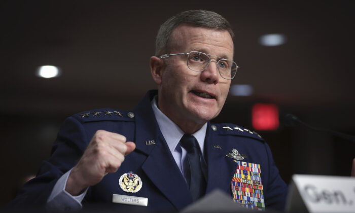 General Tod Wolters, U.S. European Command and NATO's Supreme Allied Commander Europe, testifies before the Senate Armed Services Committee in Washington, D.C. on March 29, 2022. (Win McNamee/Getty Images)