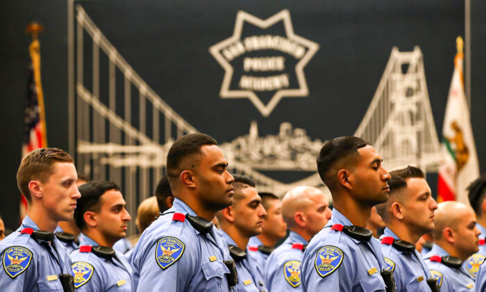 Police recruits at the San Francisco Police Academy on May 15, 2018. (Justin Sullivan/Getty Images)