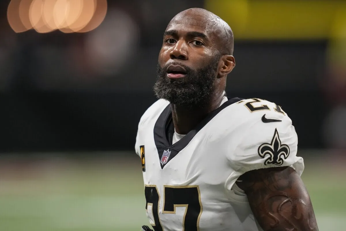 New Orleans Saints safety Malcolm Jenkins (27) on the field after defeating the Atlanta Falcons at Mercedes-Benz Stadium in Atlanta, on Jan. 9, 2022. (Dale Zanine/USA TODAY Sports via Field Level Media)