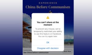 Facebook Says ‘Bug’ Preventing Sharing of Shen Yun Ads
