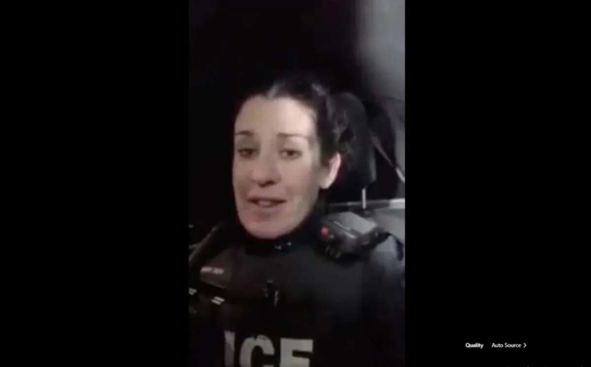 Durham Regional Police Constable Erin Howard in a video posted on social media on Jan. 27, 2022. (Screenshot via The Epoch Times)
