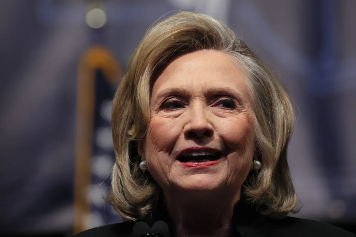 Former Secretary of State Hillary Clinton speaks during the 2022 New York State Democratic Convention in New York on Feb. 17, 2022. (Michael M. Santiago/Getty Images)