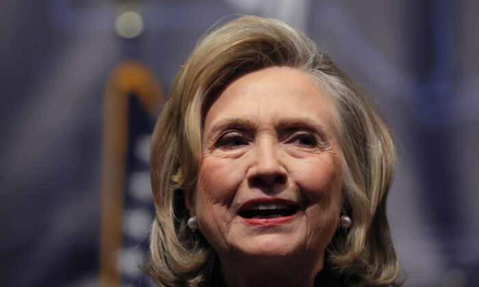 Former Secretary of State Hillary Clinton speaks during the 2022 New York State Democratic Convention in New York City on Feb. 17, 2022. (Michael M. Santiago/Getty Images)
