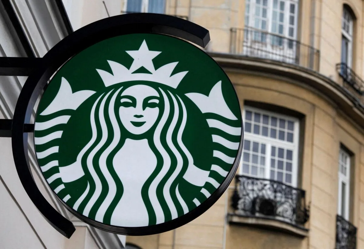 The Starbucks logo outside the new Starbucks Cafe in Warsaw, on March 6, 2011. (Kacper Pempel/Reuters)
