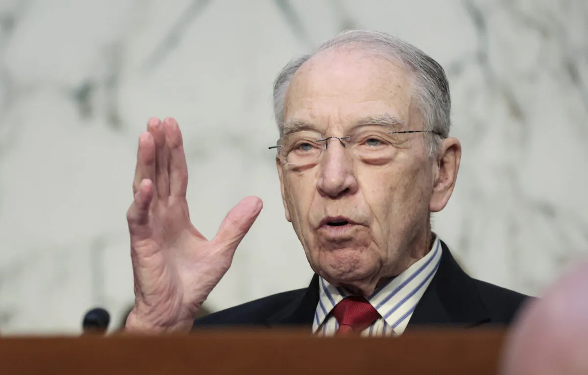 Senate Judiciary Committee Ranking Member Sen. Chuck Grassley (R-Iowa) speaks in Washington on March 22, 2022. (Anna Moneymaker/Getty Images)