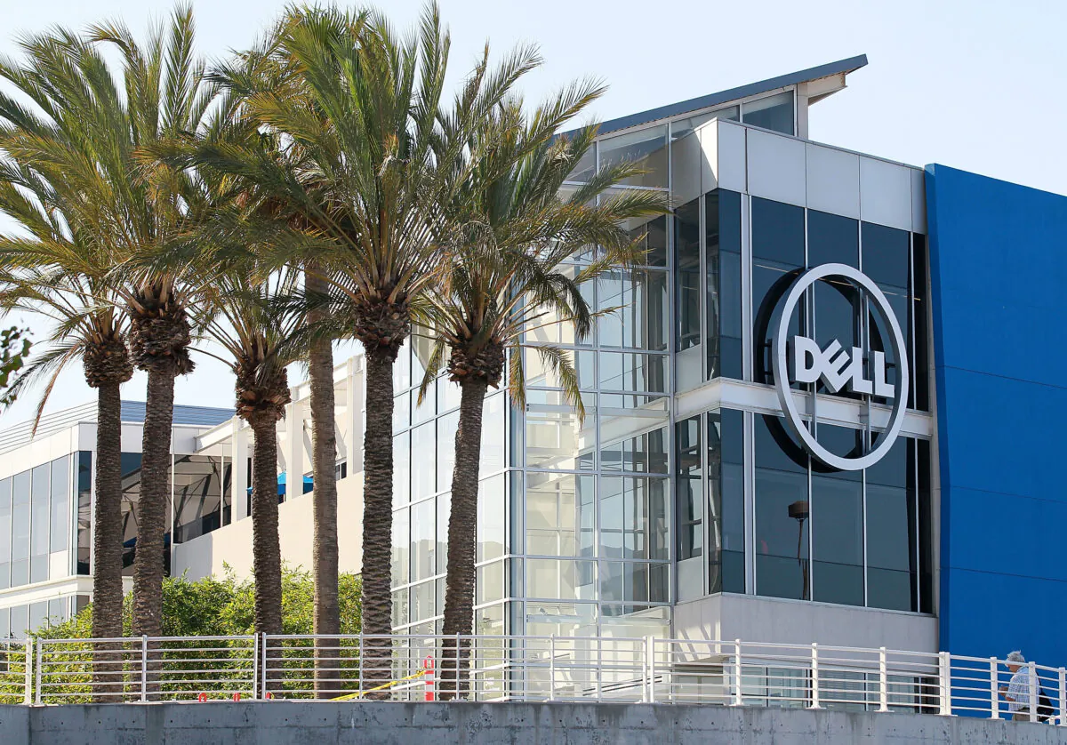 The Dell logo is displayed on the exterior of the new Dell research and development facility in Santa Clara, Calif., on Oct. 19, 2011. (Justin Sullivan/Getty Images)