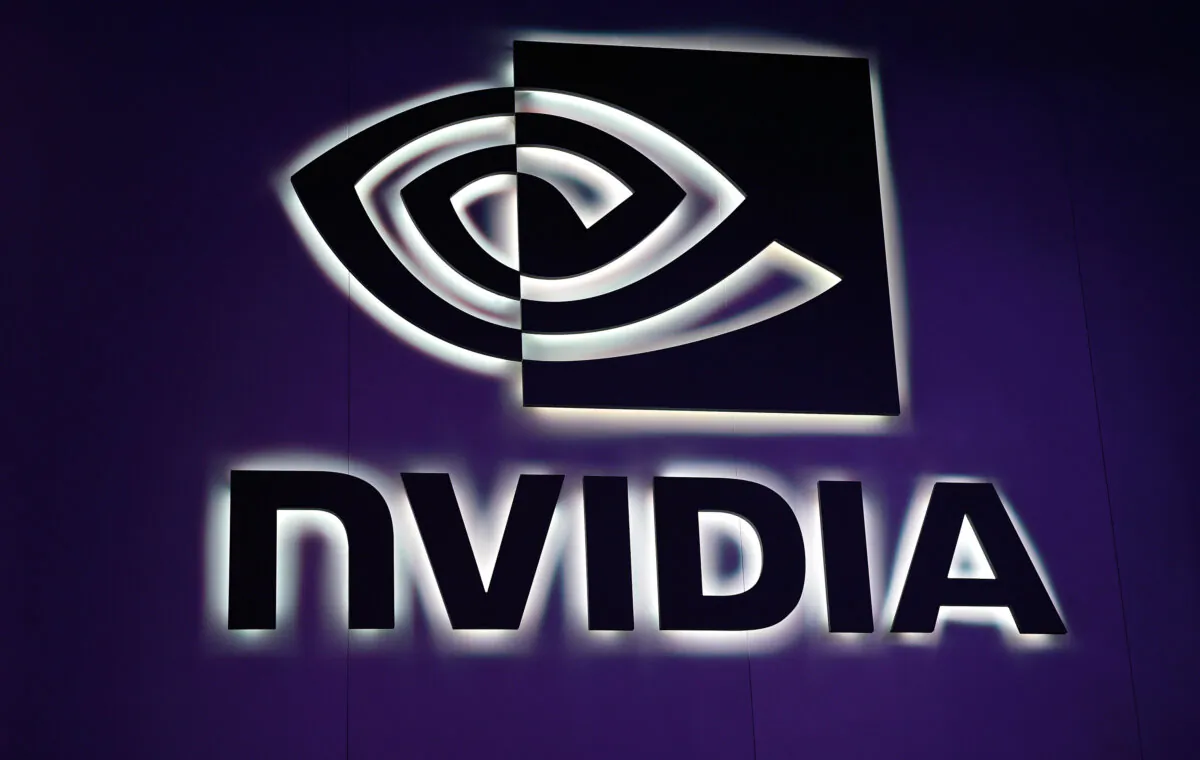 An illuminated sign at the Nvidia booth at the Las Vegas Convention Center on Jan. 5, 2017. (David Becker/Getty Images)