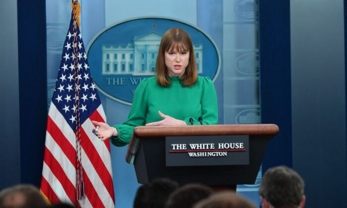 White House director of communications Kate Bedingfield speaks during a briefing in the James S. Brady Press Briefing Room of the White House in Washington, on March 30, 2022. (Nicholas Kamm/AFP via Getty Images)